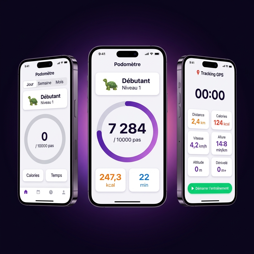 Écrans de l'application VivaStep